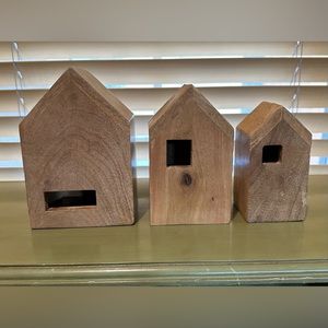 Set of three wooden houses